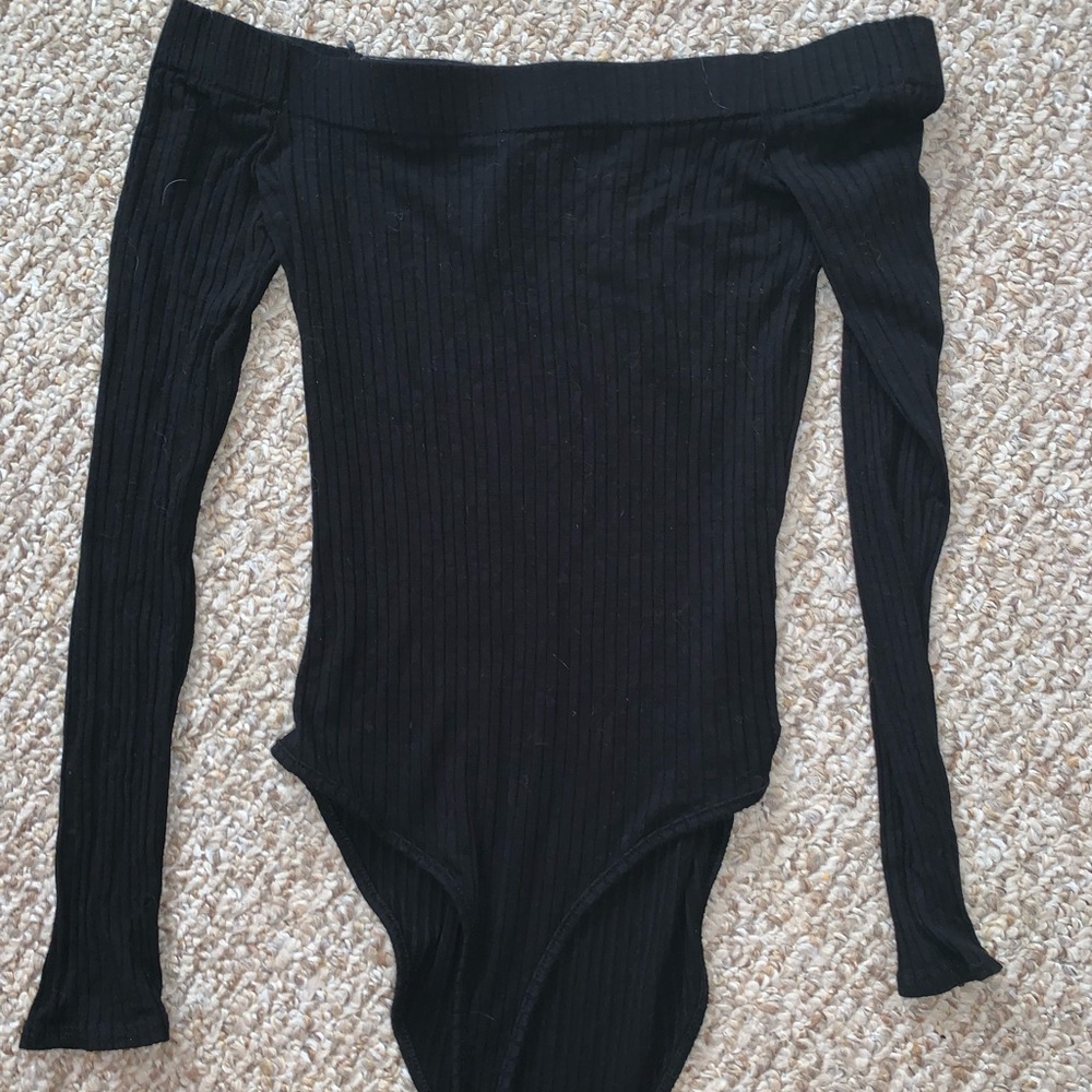 Black off the shoulder bodysuit